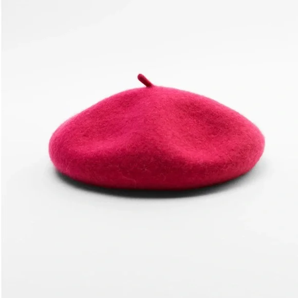 NWT Zara Fuchsia Pink Wool Beret - Picture 16 of 16